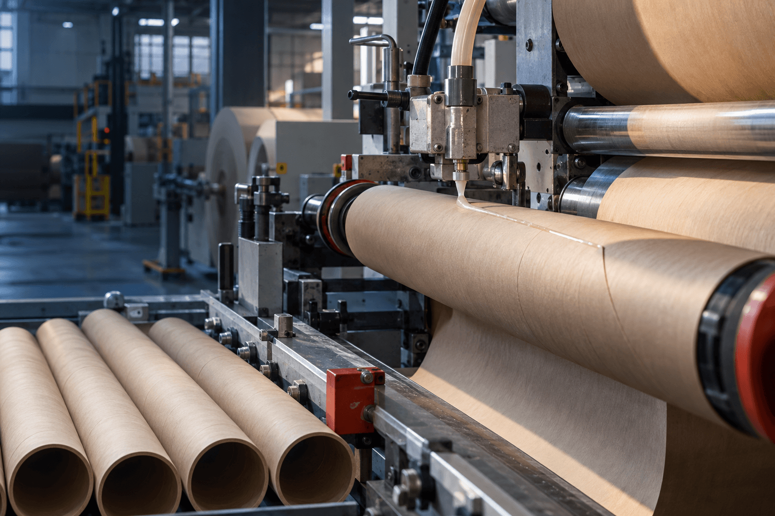 Paper converting equipment at work on a production line