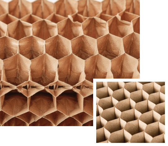 Paper honeycomb core and liner assembly