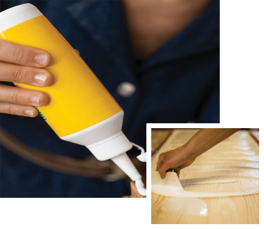 Woodworking adhesive applied to a joinery surface